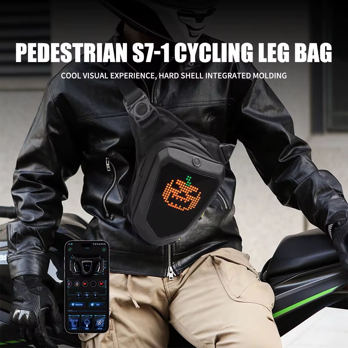 LED thigh pouch app controlled leg pouch motorcycle thigh pouch with LED screen - Image 2